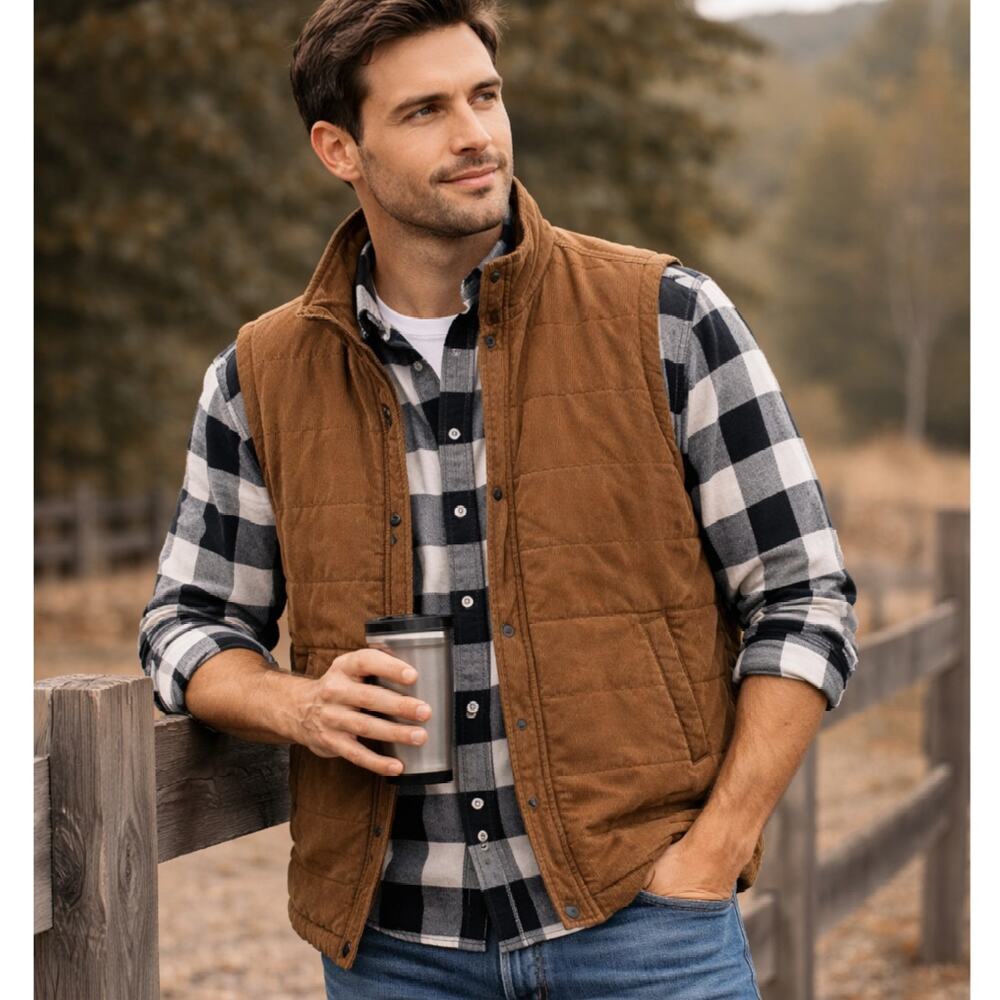 Unionbay Cameron Quilted Vest Men's Size S Snap Button Closure Western Outdoor